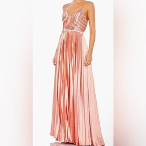 Mac Duggal -Plunge Neck Pleated Evening Gown